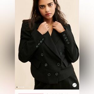 NWOT retail $168 Size XS #FREE PEOPLE Women's Black Double-Breasted Blazer